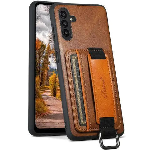 Шкіряний чохол Wallet case and straps для Samsung Galaxy S24 Коричневий / Brown