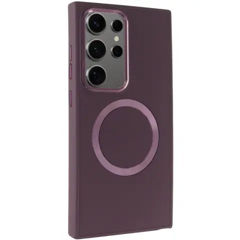 TPU чохол Bonbon Metal Style with MagSafe для Samsung Galaxy S24 Ultra Бордовий / Plum