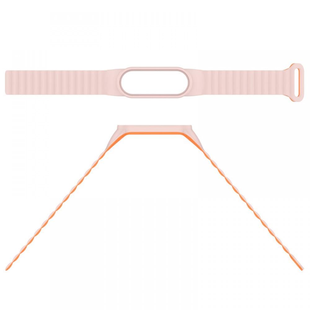 Ремінець Dual-color Magnetic для Xiaomi Mi Band 7/6/5/4/3 Light Pink / Orange