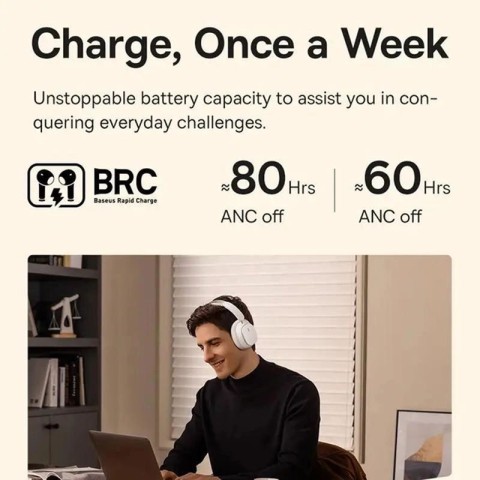 Накладні бездротові навушники Baseus Bowie H1 Pro Noise-Cancellation (A00050601) Moon White