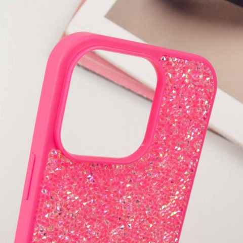 TPU чохол Bling World Rock Diamond для Apple iPhone 16 Pro (6.3") Яскраво-рожевий