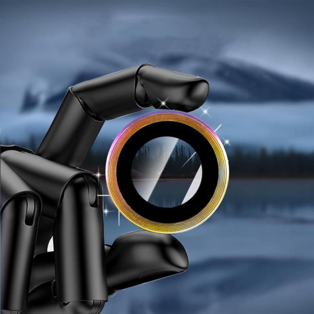 Захисне скло Metal Classic на камеру (у упак.) для Apple iPhone 17 Air (6.5") Бузковий / Rainbow