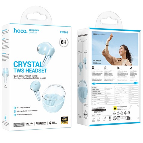 Бездротові TWS навушники Hoco EW202 Magic Blue