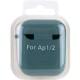 Силіконовий футляр з мікрофіброю для навушників Airpods 1/2 Зелений / Pine green