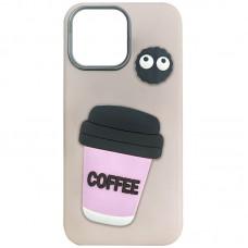 Чохол TPU Leather Toys для Apple iPhone 15 Pro Max (6.7") Coffee / Pink