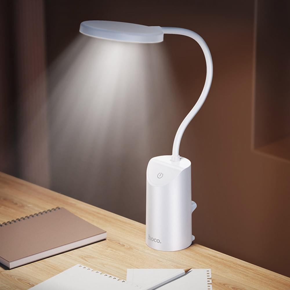 Настільна LED лампа Hoco HX10 Clip table lamp (1200mAh) White