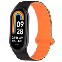 Ремінець Dual-color Magnetic для Xiaomi Mi Band 9/8/10 Black / Orange