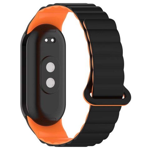 Ремінець Dual-color Magnetic для Xiaomi Mi Band 9/8/10 Black / Orange