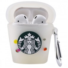 Силіконовий футляр Logo series для навушників AirPods 1/2 + карабін Starbucks Neon Cocktail