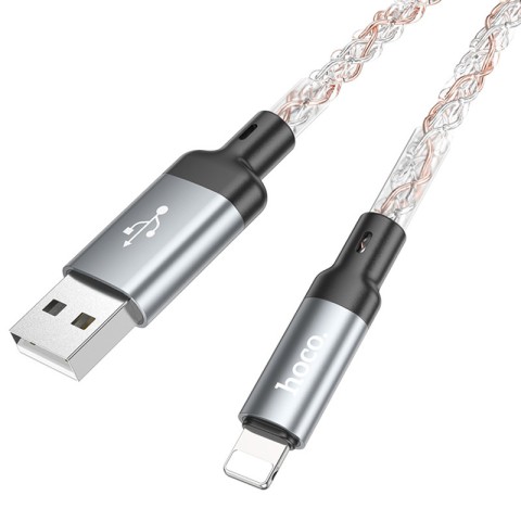 Дата кабель Hoco U112 Shine 2.4A USB to Lightning (1m) Gray