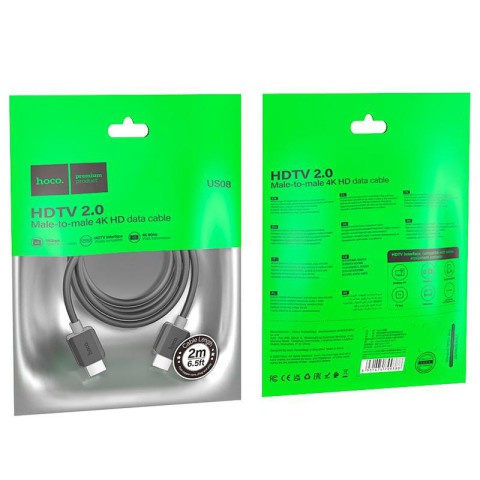 Дата кабель Hoco US08 HDTV 2.0 male to male 4K HD (2m) Black