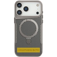 TPU+PC чохол Metal Buttons with MagSafe Carbon Ring для Apple iPhone 17 (6.3") Сірий