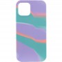 Чохол Silicone case full Aquarelle для Apple iPhone 12 Pro / 12 (6.1") Бирюзово-бузковий