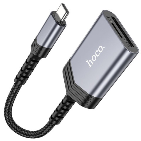 Картридер Hoco UA25 2in1 Type-C Metal gray