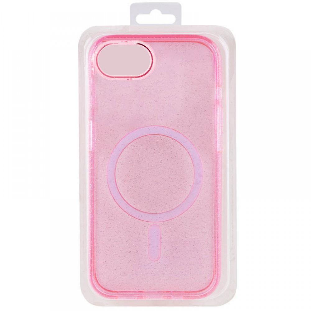 Чохол TPU Galaxy Sparkle (MagFit) для Apple iPhone 16e (6.1") Pink+Glitter