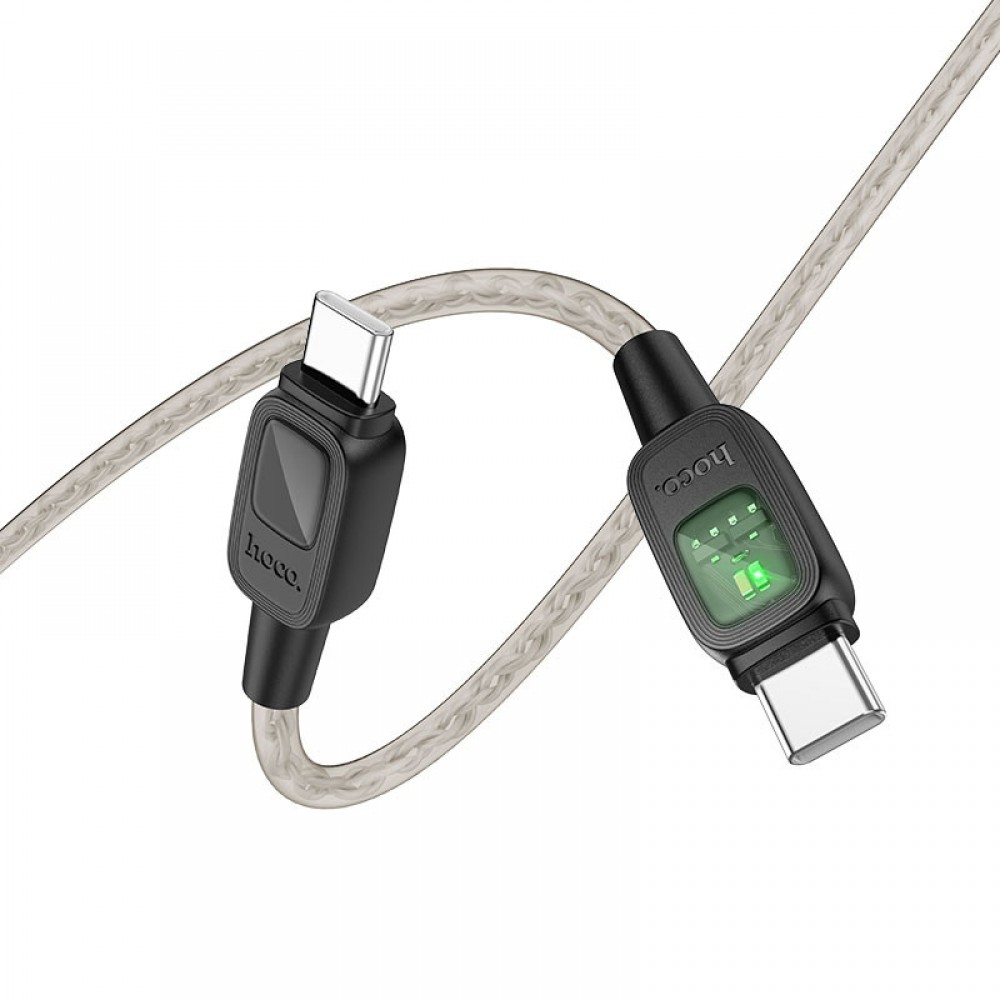 Дата кабель Hoco U124 Stone silicone power-off 60W Type-C to Type-C (1.2m) Black