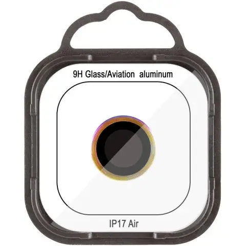 Захисне скло Metal Classic на камеру (у упак.) для Apple iPhone 17 Air (6.5") Бузковий / Rainbow