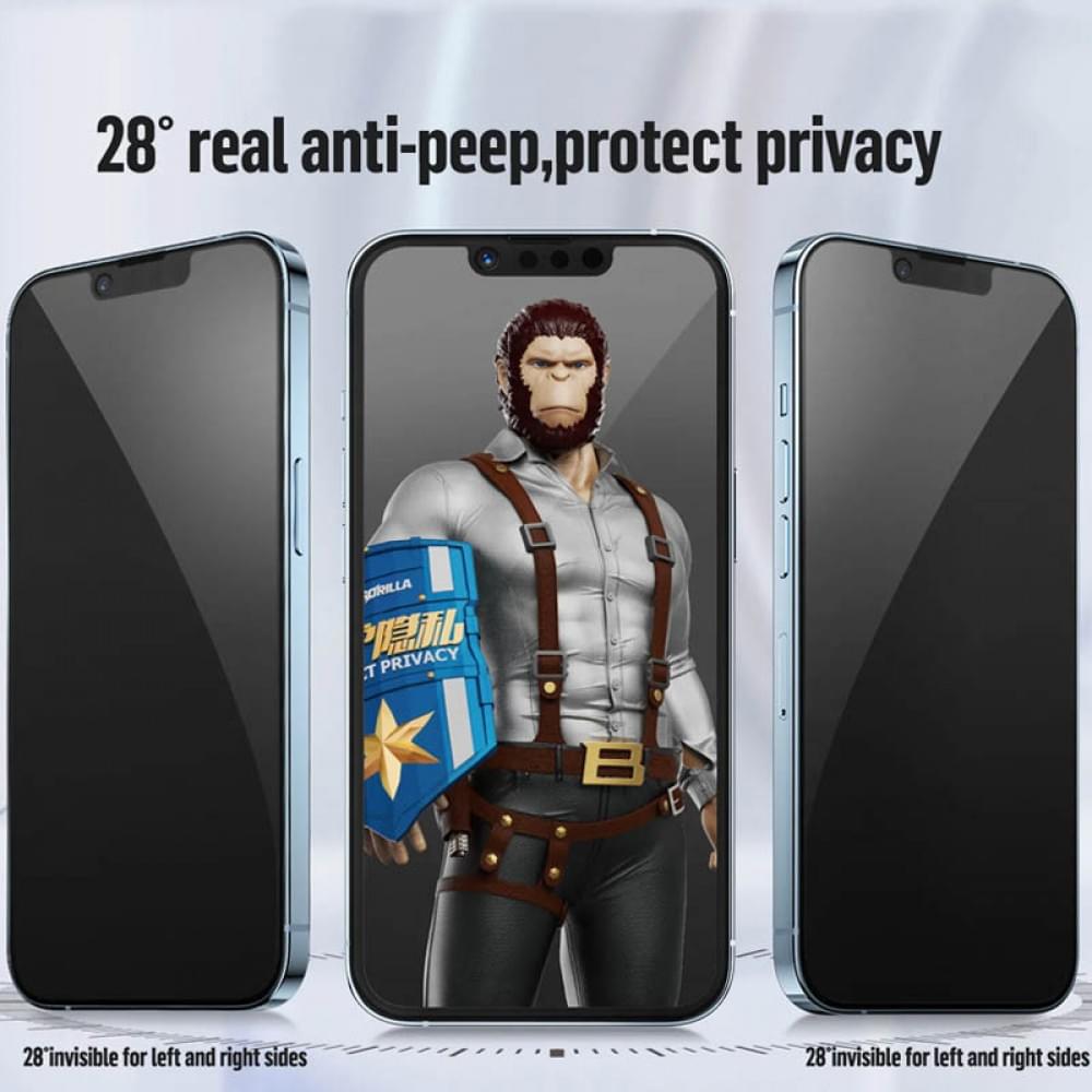 Защитное 2.5D стекло Blueo Full Cover Anti-Peep для Apple iPhone 15 Plus / 16 Plus (6.7")
