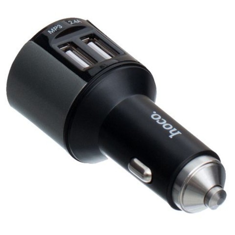 АЗП FM модулятор Hoco E19 (2USB 2.4А) Чорний / Сірий