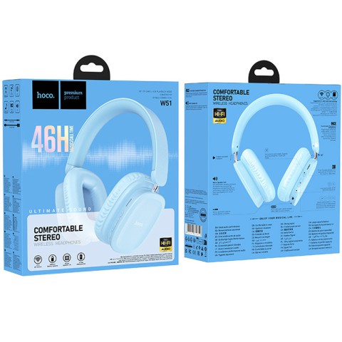 Накладні бездротові навушники Hoco W51 Delightful Blue