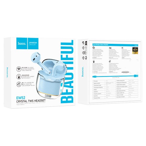 Бездротові TWS навушники Hoco EW52 Lilly Blue