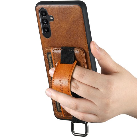 Шкіряний чохол Wallet case and straps для Samsung Galaxy S24 Коричневий / Brown