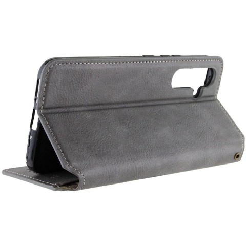 Шкіряний чохол-книжка GETMAN Cubic (PU) для Samsung Galaxy A37 5G Сірий