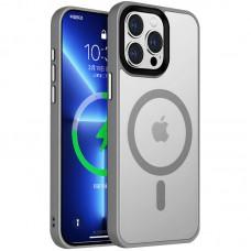 TPU+PC чохол Metal Buttons with MagSafe Colorful для Apple iPhone 15 Pro Max (6.7") Сірий