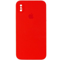 Чохол Silicone Case Square Full Camera Protective (AA) для Apple iPhone X / XS (5.8") Червоний / Red