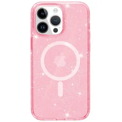 Чохол TPU Galaxy Sparkle (MagFit) для Apple iPhone 16 Pro Max (6.9") Pink+Glitter