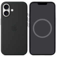 Чохол Silicone case (AAA) with Magsafe and Animation (button) для Apple iPhone 16 (6.1") Black
