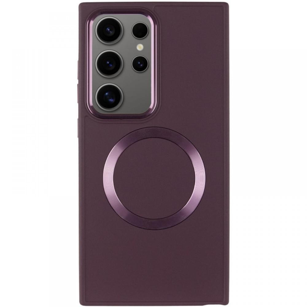 TPU чохол Bonbon Metal Style with MagSafe для Samsung Galaxy S24 Ultra Бордовий / Plum