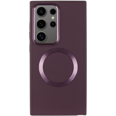 TPU чохол Bonbon Metal Style with MagSafe для Samsung Galaxy S24 Ultra Бордовий / Plum