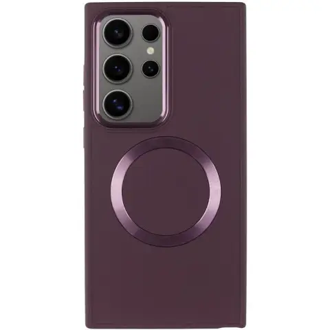TPU чохол Bonbon Metal Style with MagSafe для Samsung Galaxy S24 Ultra Бордовий / Plum