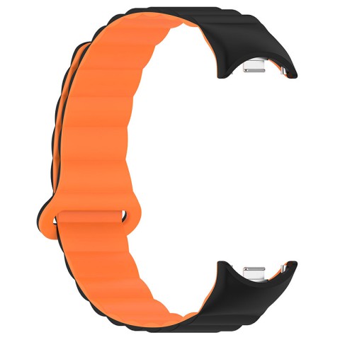 Ремінець Dual-color Magnetic для Xiaomi Mi Band 9/8/10 Black / Orange