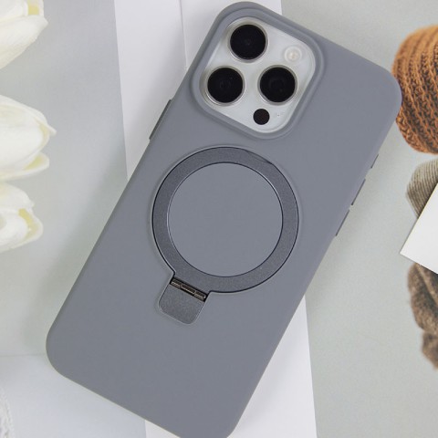 Чохол Silicone Case Full Protective NO LOGO with Ring для Apple iPhone 16 Pro (6.3") Grey