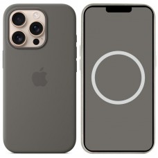 Чохол Silicone case (AAA) with Magsafe and Animation (button) для Apple iPhone 16 Pro (6.3") Stone Grey