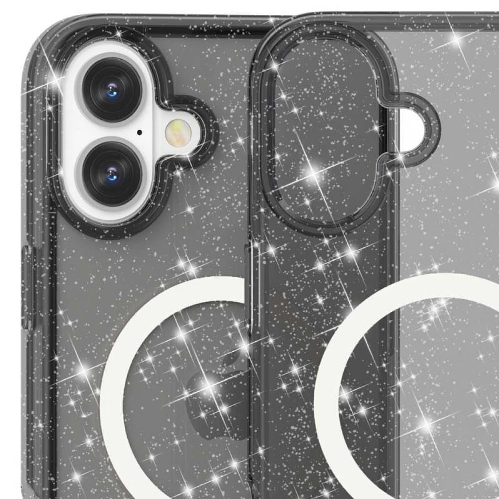 Чохол TPU Galaxy Sparkle (MagFit) для Apple iPhone 16 Plus (6.7") Black+Glitter
