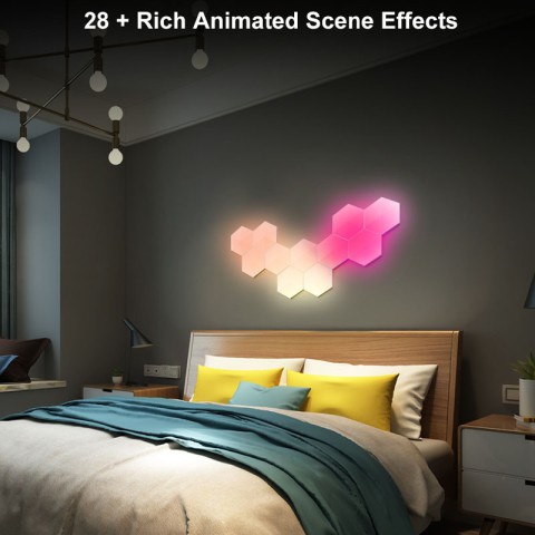 Модульный настінний світильник LED RGB 5V соты SAL-011B 10pcs Bluetooth USB with app White