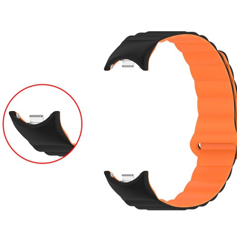 Ремінець Dual-color Magnetic для Xiaomi Mi Band 9/8/10 Black / Orange