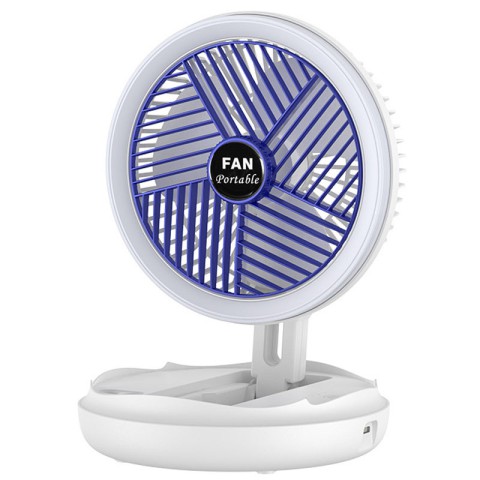 Настільний складний вентилятор Folding Fan 2in1 with Night Light White