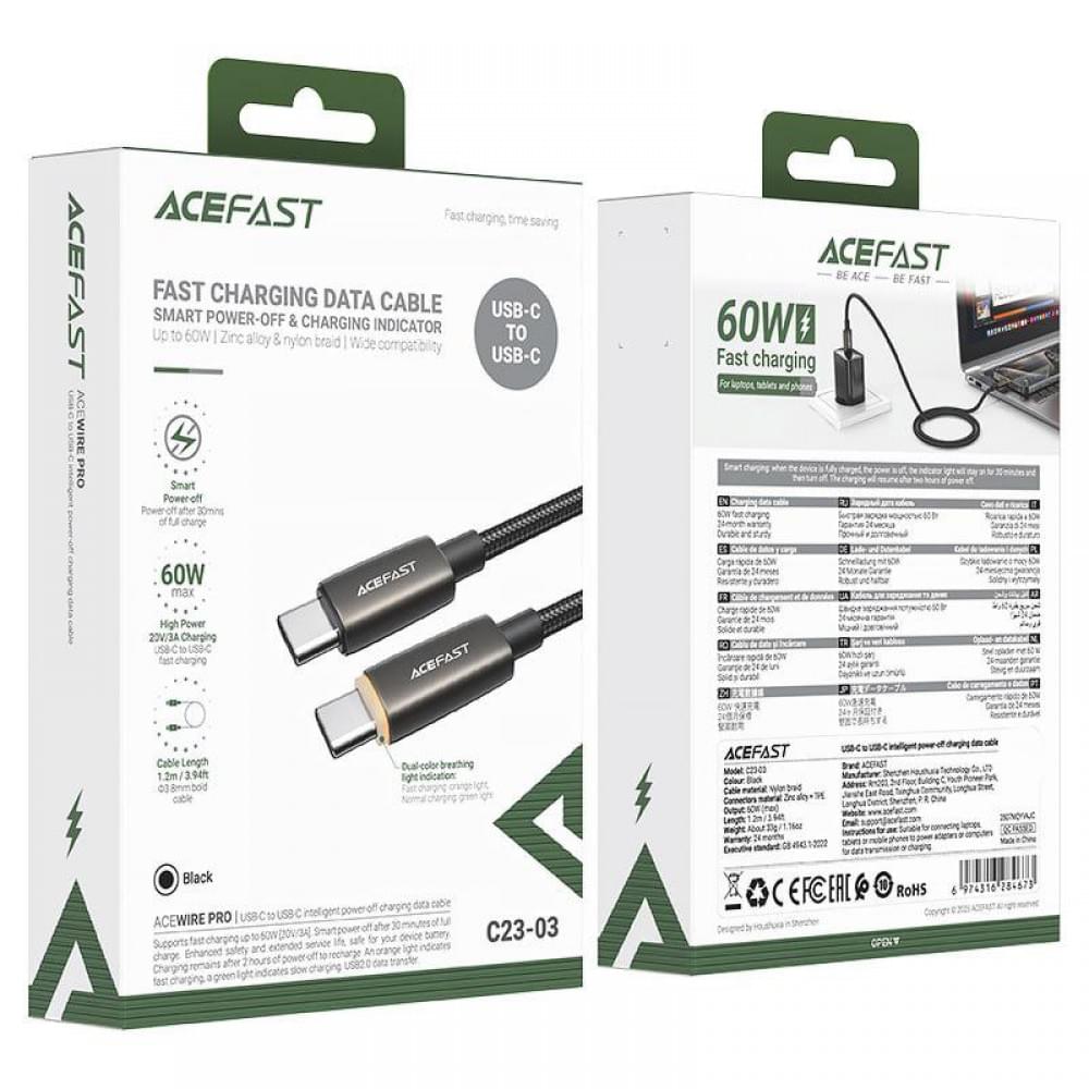 Дата кабель Acefast C23-03 Type-C to Type-C 60W (1.2m) Black
