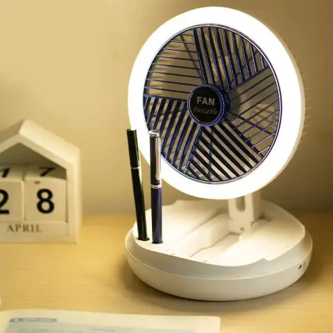 Настольный складной вентилятор Folding Fan 2in1 with Night Light