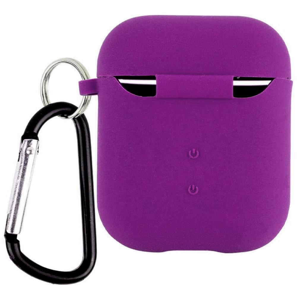Силіконовий футляр з мікрофіброю для навушників Airpods 1/2 Фіолетовий / Grape