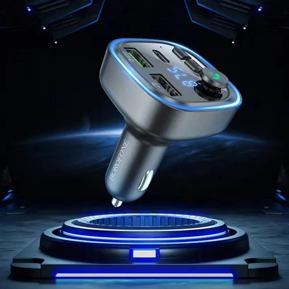 АЗП FM модулятор Borofone BC48 Broad 18W+QC3.0 (2USB-A/1C) Black