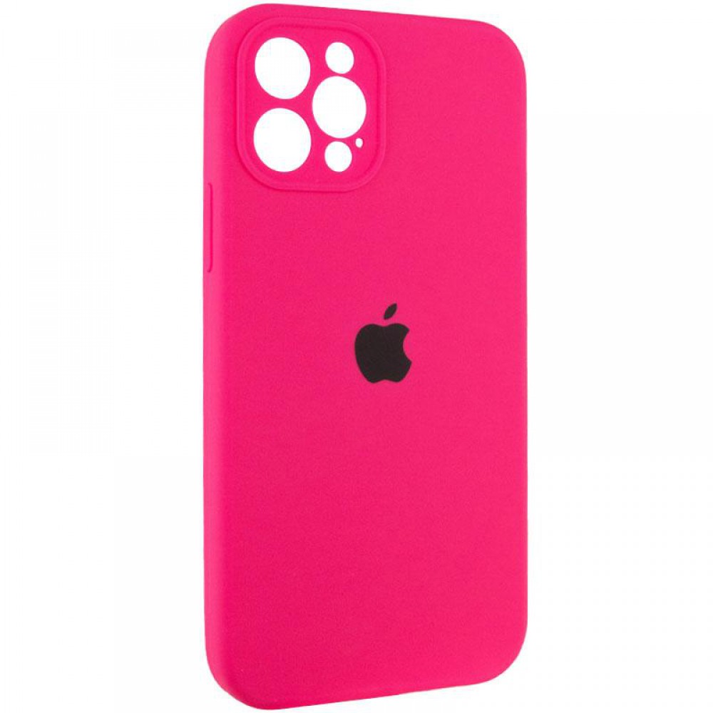 Чохол Silicone Case Full Camera Protective (AA) для Apple iPhone 12 Pro Max (6.7") Рожевий / Barbie pink