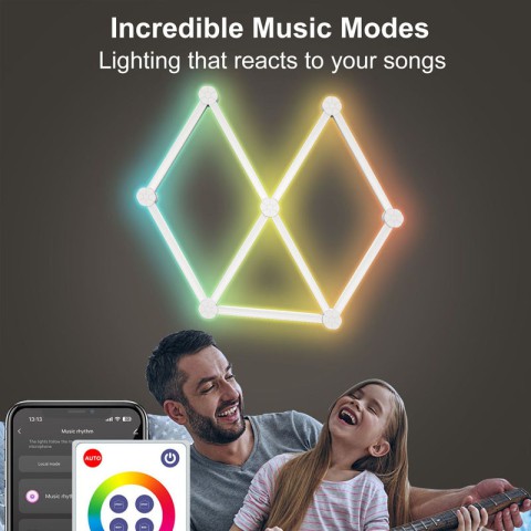 Модульный настінний світильник LED RGB 5V SAL-014B 9pcs Bluetooth USB with app White