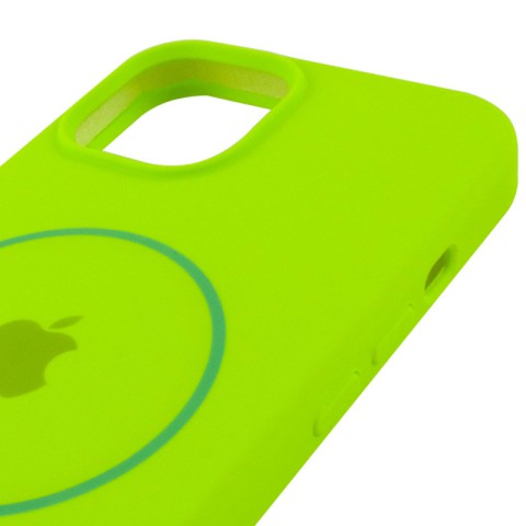 Чохол Silicone Case Full Protective (AA) with MagSafe для Apple iPhone 15 Plus (6.7") Салатовий / Neon green