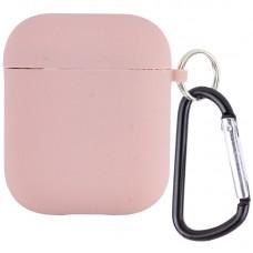Силіконовий футляр з мікрофіброю для навушників Airpods 1/2 Рожевий / Pink Sand
