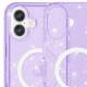 Чохол TPU Galaxy Sparkle (MagFit) для Apple iPhone 16 (6.1") Purple+Glitter